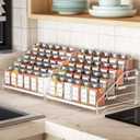 BOIVSHI Spice Organization for Cabinet, Spice Rack Organizer, Spice Rack Organizer for Cabinet, Depth Adjustable Seasoning Organzier Organizer for Cabinet, Countertop, Pantry, Metal, White (2 Pack)