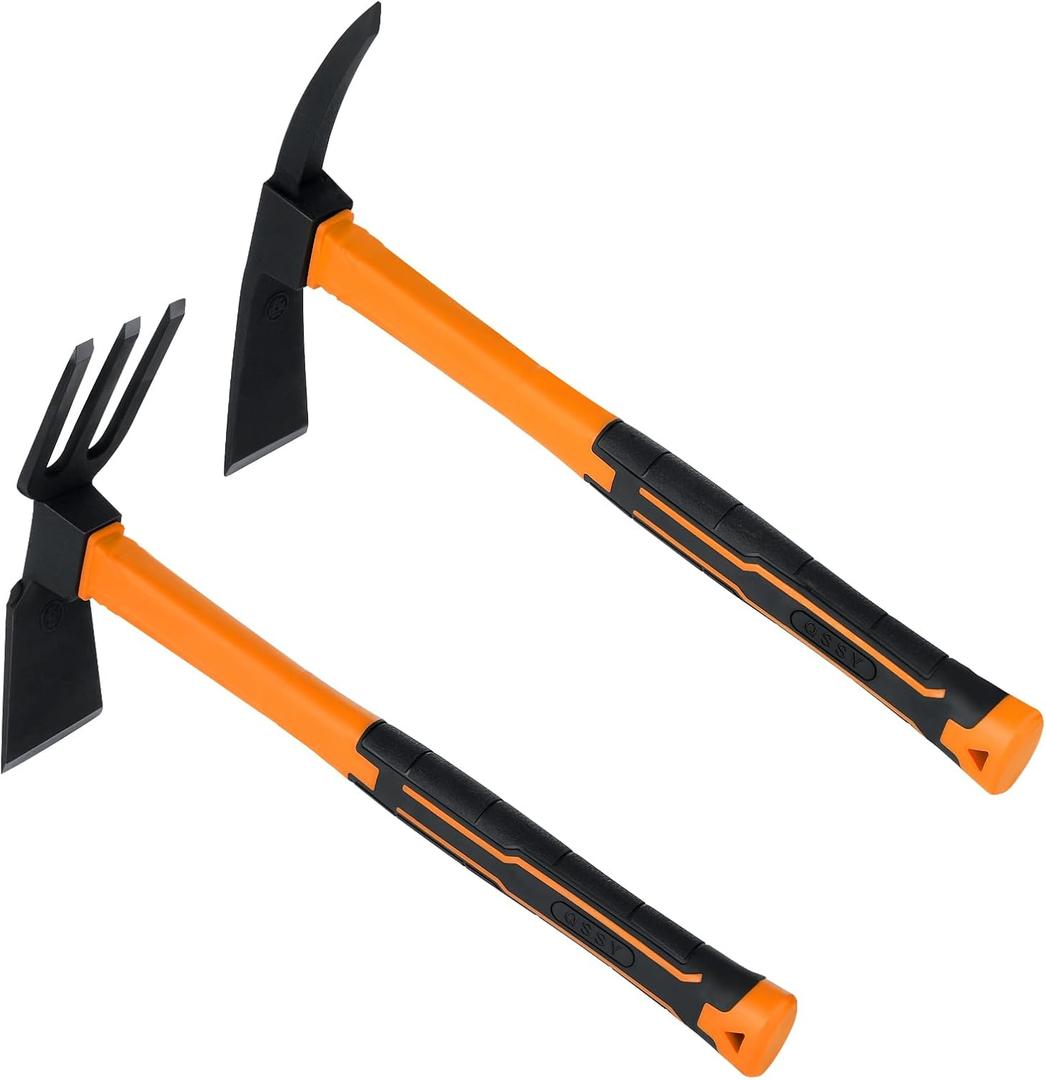 2pcs Garden Tools Comfortable Handle Hoes for Garden Work Carbon Steel Outdoor ToolsOrange