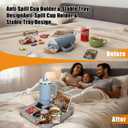 Heavyrain Couch Remote Holder Caddy Cup Holder Tray for Couch and Bed - Spill-Proof Armrest Organizer with Removable Divider, Perfect for Gaming, Movie Night, Remote Control, Snack & Phone Storage