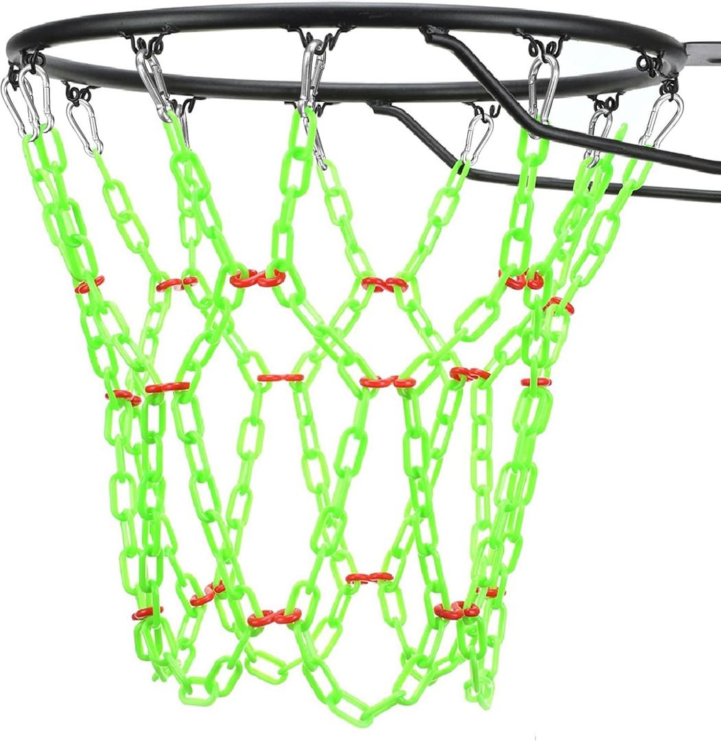 Basketball Net Replacement Heavy Duty,Resin Material, Anti-Rust Use Indoor Outdoor Standard 12-Ring Basketball Hoop