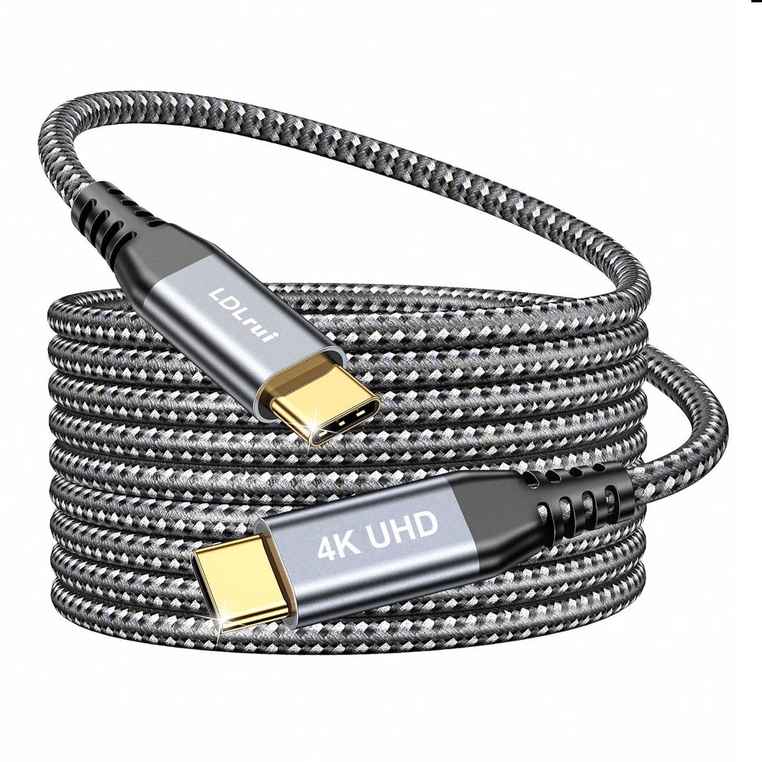 LDLrui USB C to C Cable 10FT 10Gbps Data Transfer, 4K Video Output, Fast Charging 100W PD Gold Plated, USB C 3.2 Gen 2 Cable for iPhone 17/16/15, MacBook, Dell, LG, Portable Monitor