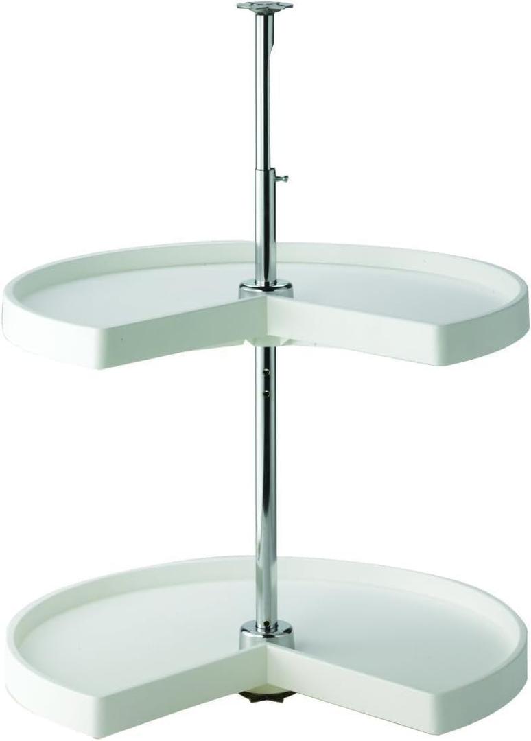 KV Lazy Susan Kidney Shaped 2 Polymer Shelves 24" (Set) White (24-inch (Width))
