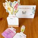 Mini Desk Calendar 2026 - Small Desktop Floral Standing Calendars 2026 Monthly Flower Office Calender for Home Decor Desk Accessories