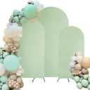 Spandex Fitted Wedding Arch Cover Set of 3, Round Top Chiara Backdrop Stand Covers for Wedding, Birthday Party, Baby Shower, Banquet Decoration (Sage Green, 6FT, 6.6FT, 7.2FT)