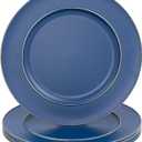 MAONAME Blue Charger Plates, 13" Plastic Round Charger for Dinner Plates, Plate Chargers Set of 6, Beaded Table Chargers for Wedding, Table Setting