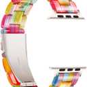 Vamyzji Compatible with Apple Watch Band 41mm 40mm 38mm 42mm 44mm 45mm 46mm 49mm, Light Fashion Resin Tortoise iwatch Band Women for Apple Watch Series 10 Series 9 8 7 6 iWatch SE 5 4 3 2 1, Ultra 2 1