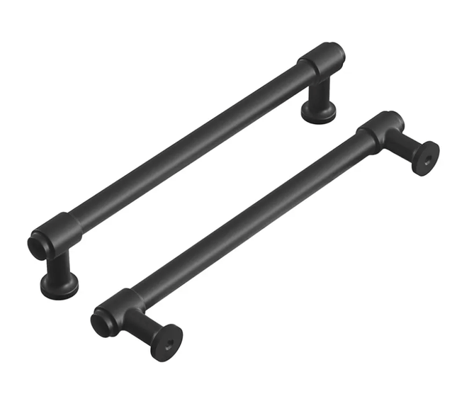 Hickory Hardware 1 Pack Solid Core Kitchen Cabinet Pulls, Luxury Cabinet Handles, Hardware for Doors & Dresser Drawers, 6-5/16 Inch (160mm) Hole Center, Matte Black, Piper Collection