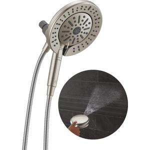 Delta 6-Setting In2ition 2-in-1 Dual Shower Head with Handheld High Pressure ProClean Spray, Brushed Nickel Detachable Shower Head with Hose, 1.75 GPM Flow Rate, Satin Nickel 75655SN