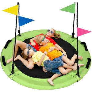 48 inch Tree Swing, Larger Saucer Flying Swing for Whole Family, 900lbs Weight Capacity, with Adjustable Hanging Straps, for Outdoor Playground, Green