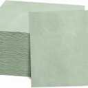 FLOWERCAT 100-Count 2-Ply Sage Green Napkins Cocktail Napkins - Green Beverage Napkins Disposable Premium Quality - 5" x 5" Paper Napkins for Party &Easter,Bar,Weddings,Birthday