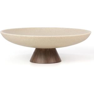 YMXYJM Modern Resin Pedestal Decorative Bowl, Large Fruit Bowl for Kitchen Counter, Stylish Key Bowl for Entryway Table, Brown
