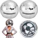 Sabary 2 Pcs Disco Ball Helmet Men Adult Disco Ball Hat,11.81 Inch,Silver