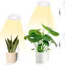 Desk Grow Light for Indoor Plants, Height Adjustable 96 LEDs Full Spectrum Plant Light with Auto On/Off Timer (4/8/12H), 3 Lighting, 10- Dimmable for Succulents, Small Plants (White, 2 Pack)