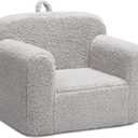 ALIMORDEN Kids UltraSoft Snuggle Foam Filled Chair, Toddler Cuddly Sherpa Reading Couch for Boys and Girls, Light Grey