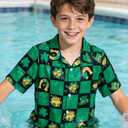UNICOMIDEA Boys St. Patrick's Day Shirt Kids Green Shirts Short Sleeve Button Down Tops 5-14 Years