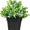 YZZY Faux Plants Pinecone Indoor with Black Plastic Pots, Fake Plants Orchidfor Home Decor, Artificial Potted Eucalyptus for Living Room Office Decoration (FY145 Orchid -M, 1pcs)
