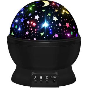 Night Light for Kids,Boys Toys for 3 4 5 6 7 8 Year Old Boys,Star Projector 360 Degree Rotation - 4 LED Bulbs 16 Light Color Changing with USB Cable,Lamp Ceiling Lights for Kids Bedroom (Black)