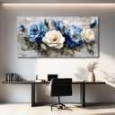 MEICEN88 Floral Wall Art, Large Canvas Wall Art,Vintage Wall Decor, Flower Pictures Wall Decor, Blue Canvas Art Prints, abstract Paintings For Bedroom Living Room Decoration Aesthetic Room Decor, 40"L x 20"W
