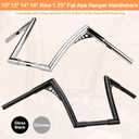 14" Rise Handlebar Ape Bar 1-1/4" Motorcycle Handle Bar Replacement for Harley Davidson Sportster 1984-2022 Road King 1994-2022 Road Glide 1998-2013 Softail 1984-2024 Dyna 1993-2017, Chrome