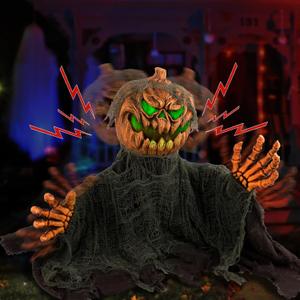 Halloween Animatronics Decorations - Animated Pumpkin with Sound Activated, Creepy Sound, Light Up Eyes, Scary Motion for Halloween Indoor/Outdoor Yard Lawn Decoration, Haunted House Props