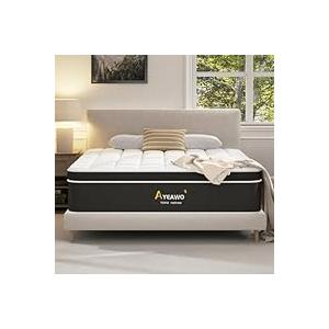 Ayeawo Firm Queen Mattress, 14 Inch Hybrid Mattress Queen Size Bed with Gel Memory Foam and Pocket Springs, Pressure Relief & Motion Isolation, 365-Night Trial, Comfy Bed in a Box, CertiPUR-US