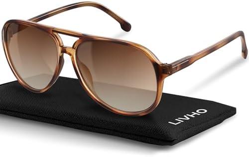 livho Trendy Polarized Aviator Sunglasses Women Men, Retro Sun Glasses for Women Men 2025, Oversized UV Protection Shades