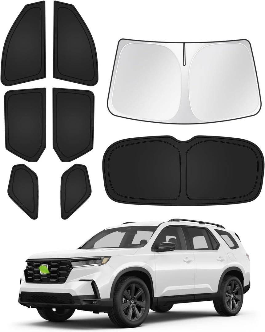 Canvcle Sunshades for 2023-2025 2026 Honda Pilot Accessories Windshield Sun Shade Side Rear Window Shade Cover Sun Visor Shield Privacy Protection Keep Vehicle Cool Black 8PCS