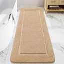 LOCHAS Bathroom Rugs, 24" x 70" Long Bath Rug, Non Slip Washable Bathroom Runner Rug Soft Thick Absorbent Bath Mat for Shower, Shaggy Plush Luxury Large Bath Rug, Beige