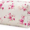 Floral Waterproof Makeup Bag, Leather Cosmetic Bag with Compartments, Zipper Make up Pouch Organizer, Portable Storage Travel Toiletry Bag Gifts for Women Girls(Rose Red Flower)