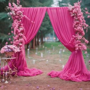 10ft x 10ft Hot Pink Backdrop Curtains, Wrinkle-Free Sheer Chiffon Fabric Photo Backdrop Drapes for Wedding Arch Party Ceremony Stage Photography Decorations