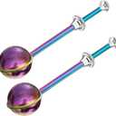 JETKONG Baker's Dusting Wand for Sugar, Flour and Spices, Stainless Steel Powdered Sugar Shaker Duster Sifter, Set of 2 (Rainbow)