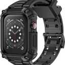 Wristitani Compatible with Apple Watch Band with Shockproof Rugged Case for iWatch Ultra3/2/1 Se3/2/1 Series 11/10/9/8/7/6/5/4, Durable TPU Sport Strap (Black), Size: 44/45mm
