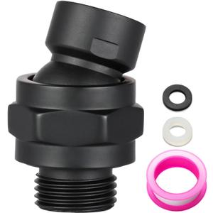 OFFO Shower Head Swivel Ball Adapter, All Metal Adjustable Shower Arm Extension Connector Universal Showering Component Solid Brass, Matte Black