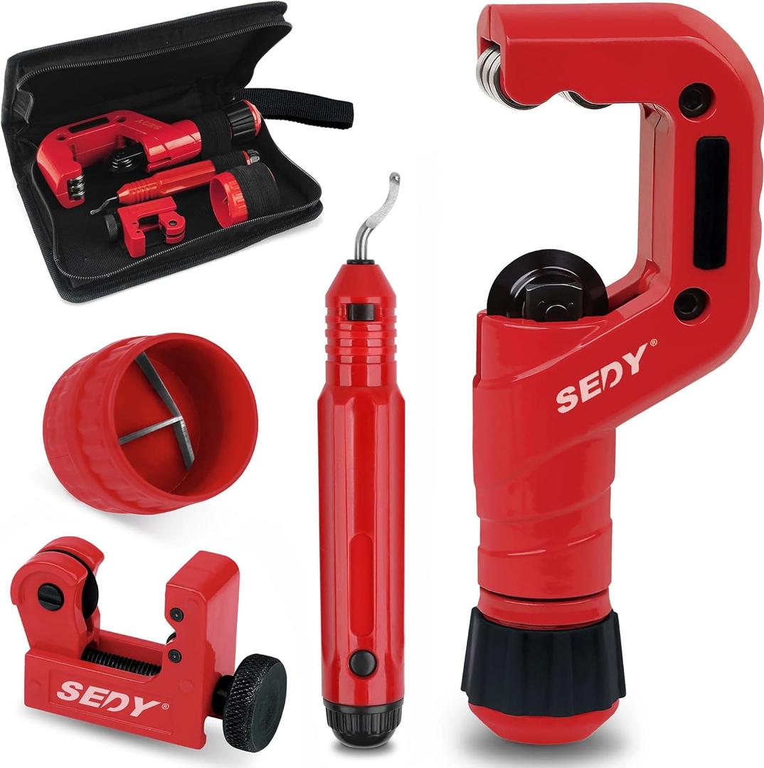 Ultimate Tube Cutter Set - Heavy Duty Pipe Cutter 3/16"-2" OD, Mini Tube Cutter 1/8"-7/8", Deburring Tool - for Copper, Aluminum, PVC Pipes - High-Quality Cutting & Deburring Tools for Professionals