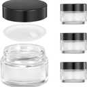 4 Pack Clear Small Glass Jars with Lids and Inner Liners, 30 ml Reusable Small Glass Containers for Creams, Lotion, Cosmetic, Spice, Powder