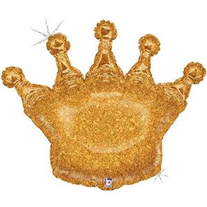36" King Crown Glitter Holographic Foil Balloon
 2 pieces