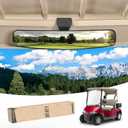 10L0L Universal Adjustable Golf Cart Panoramic Rear View Mirror, Rotatable 270 Rotation 16.5"Wide Angle Full Rearview Golf Cart Mirror for EZ Go, Club Car, Yamaha