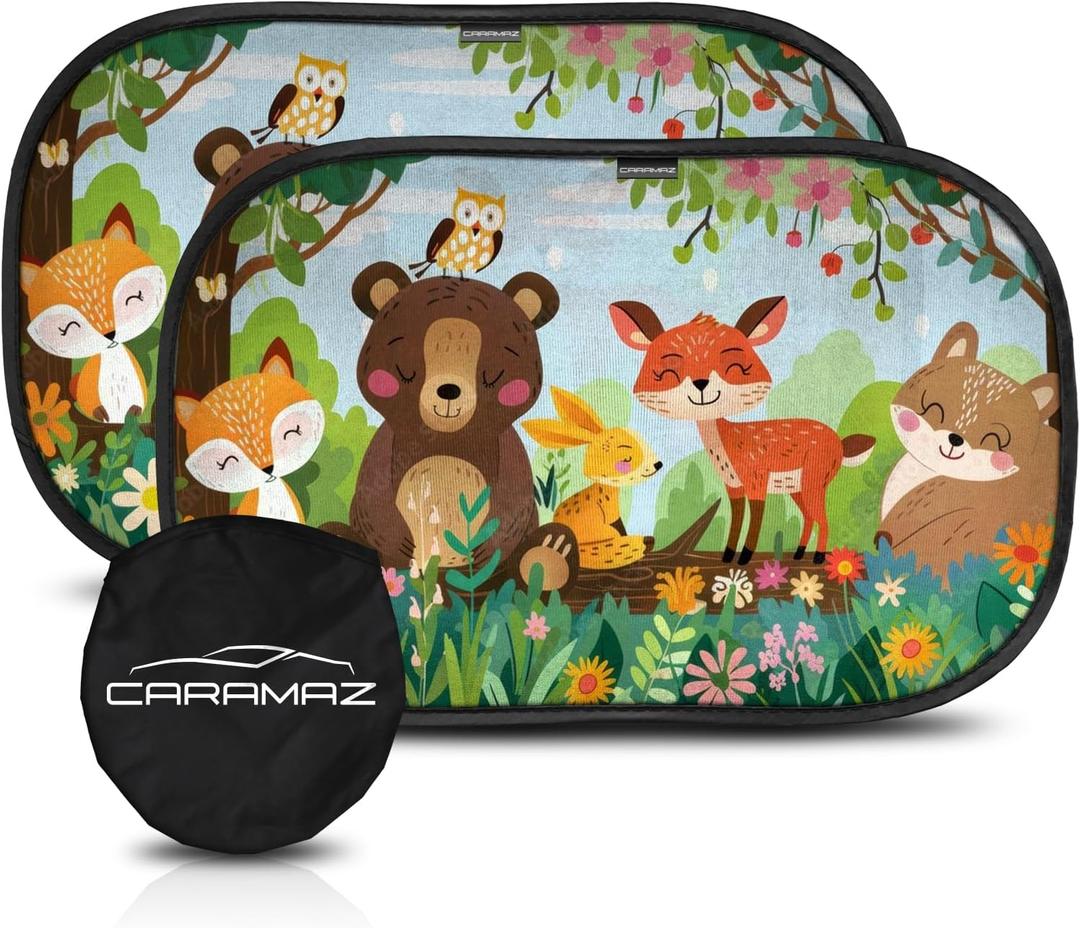 CARAMAZ Car Window Shade for Baby with Certified UV-Protection 2 Pack - 20"x12" (Wood)