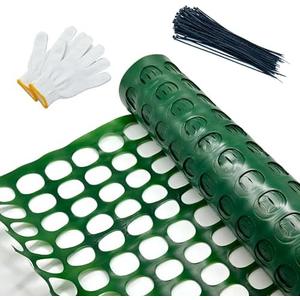 Fafaland Safety Fence Garden Netting Roll 4 X 100 Feet with Zip Ties, Temporary Reusable Plastic Mesh Fencing Netting for Snow Fence, Animal Barrier, etc. (4' X 50‘ SW, Green)