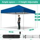 10x10 Pop Up Canopy Tent, Waterproof, UPF 50+, Portable Shade (Blue, 0 Sidewall Blue)