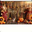 Happy Fall Banner Autumn Thanksgiving Backdrop Banner 71x43 Inchs Scarecrow Outdoor Party Decorations Pumpkin Fall Maple Leaves Farm Harvest Banners