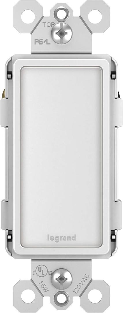 Legrand radiant NTLFULLWCC6 Full Adjustable LED Night Light Outlet, For Hallways and Stairs, Optional Louver, White (1 Count)