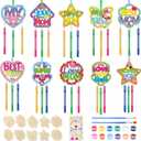 DoubleFill 30 Pack Mother's Day Wind Chime Kit Mom Crafts Make You Own Wind Chimes DIY Coloring Wooden Art and Craft Bulk for Mom's Birthday Gifts Party Decoration Hanging Ornaments