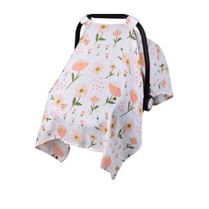 Muslin Carseat Cover for Babies, Metplus Breathable Infant Carseat Cover Lightweight Baby Carrier Cover for Girls Boys, Fit Spring Summer/Hot Days/Warm Weather, Pink Floral