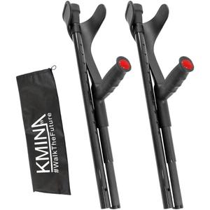 KMINA Foldable Forearm Crutches, Carbon Fiber, Open Cuff