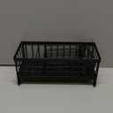 Cisily Black Sponge Holder for Kitchen Sink, Sink Caddy Organizer with High Brush Holder, Kitchen Countertop Organizers and Storage Essentials, Rustproof 304 Stainless Steel, Soap Dispenser Organize, Black 