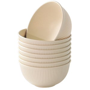 UUGLAM Wheat Straw Cereal Bowl Set of 8, Unbreakable 28 oz, Microwave and Dishwasher Safe Reusable for Oatmeal, Ramen, Salads & Soups, Beige