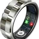 Smart Rings, Fitness Tracker Ring, Heart Rate, Blood Oxygen, Stress, Step Tracker, Sleep Monitoring, Air Gestures, No Subscription Fee, IP68 Waterproof for iPhone&Android (Silver-Gray, #8)