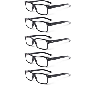 NORPERWIS Reading Glasses 5 Pairs Quality Readers Spring Hinge Glasses for Reading for Men and Women (5BLACK, 6.00)