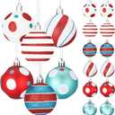 Simgoing 12 Pcs 2.36 Inch Christmas Ball Ornaments Red Blue White Glittering Plastic Christmas Hanging Decorations for Xmas Tree Holiday Party Decor